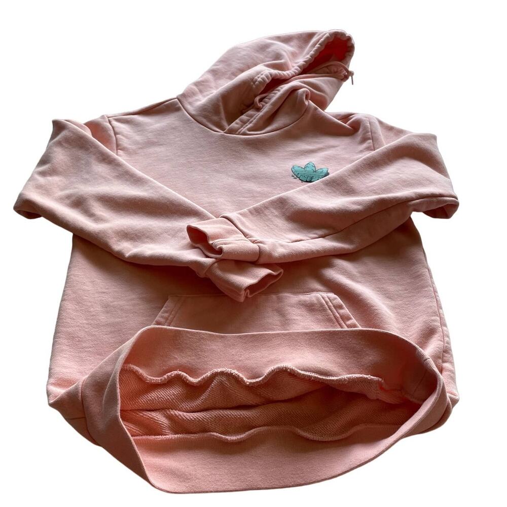 Women's‎ Adidas Originals Peach Pink Orange Funny Dino Casual Hoodie Sweater XS - Picture 6 of 16